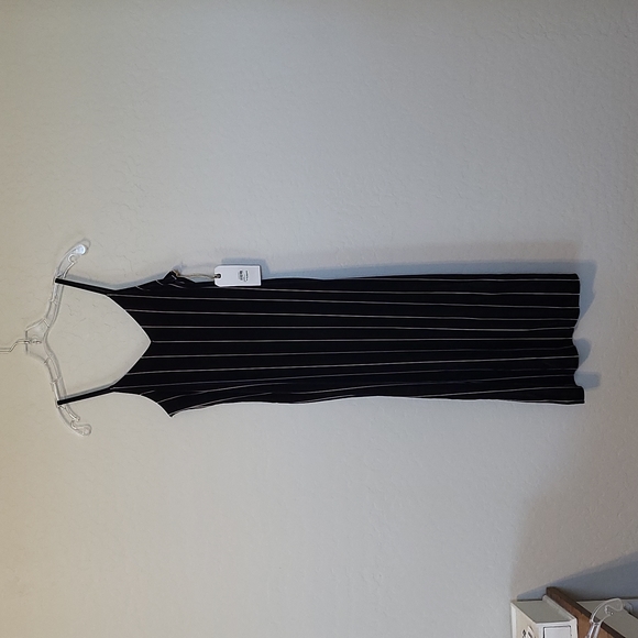 Leith Dress Velvet Striped Slits Both Sides V Neck Strappy Midi Dress Size XS - Picture 6 of 16